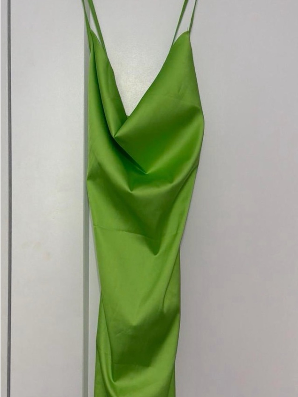 Fashion Nova Lime Green Satin Slip Dress